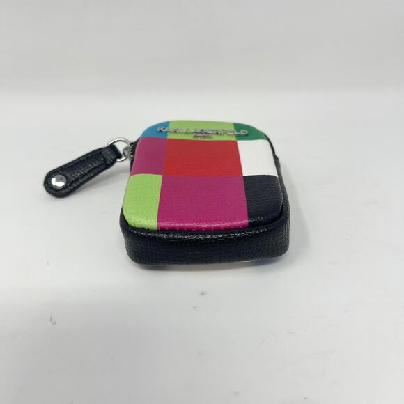 Karl Lagerfeld Paris Multi-Color Clip Pouch Coin Bag Earbuds Keys Pink Red Green - Picture 5 of 7
